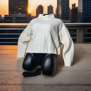 Cable Knit Sweater Crop Mock Boundary Waters Womens Medium